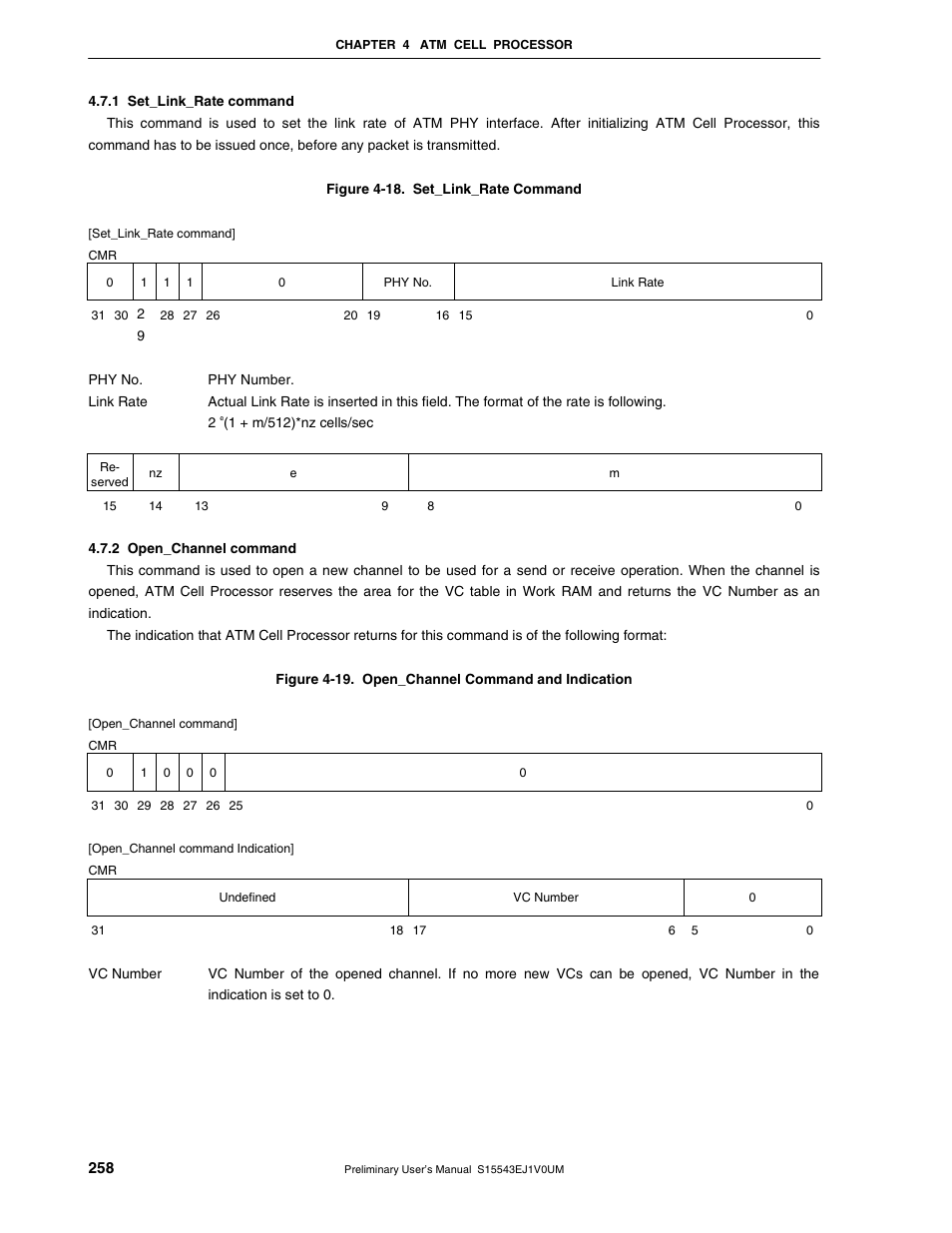 1 set_link_rate command, 2 open_channel command | NEC Network Controller uPD98502 User Manual | Page 258 / 595