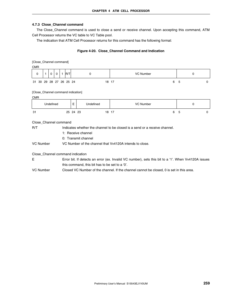3 close_channel command | NEC Network Controller uPD98502 User Manual | Page 259 / 595