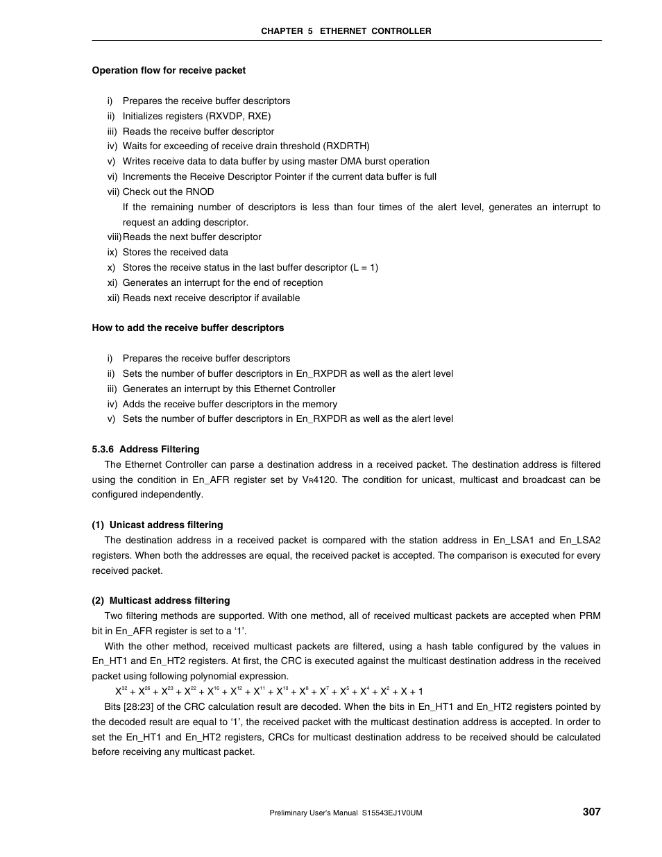6 address filtering | NEC Network Controller uPD98502 User Manual | Page 307 / 595