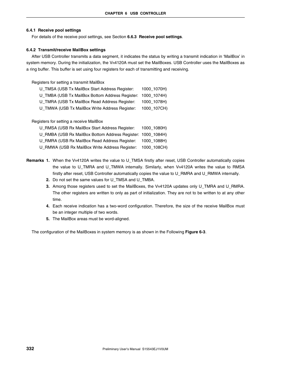 1 receive pool settings, 2 transmit/receive mailbox settings | NEC Network Controller uPD98502 User Manual | Page 332 / 595