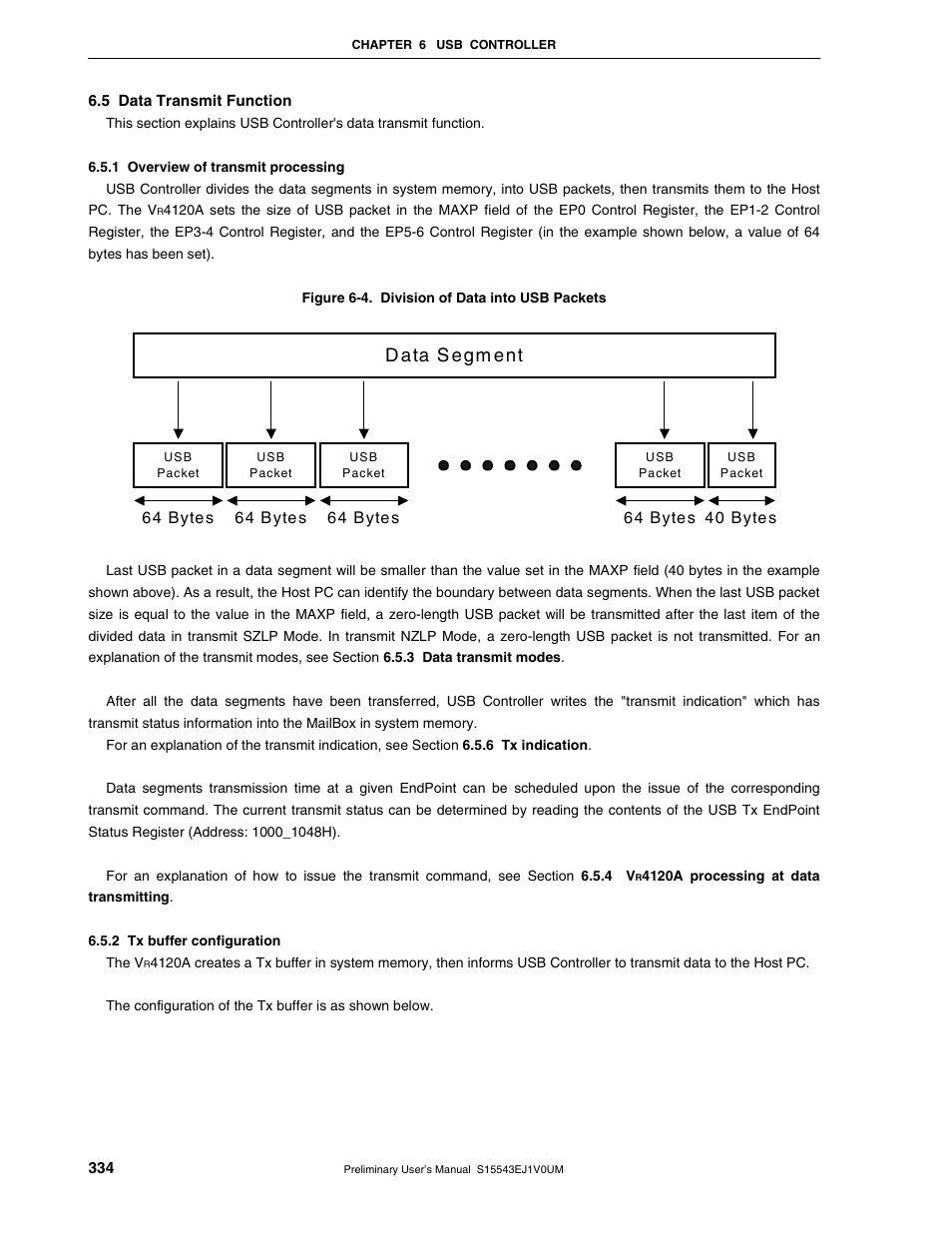 5 data transmit function, 1 overview of transmit processing, 2 tx buffer configuration | D ata s egm ent | NEC Network Controller uPD98502 User Manual | Page 334 / 595