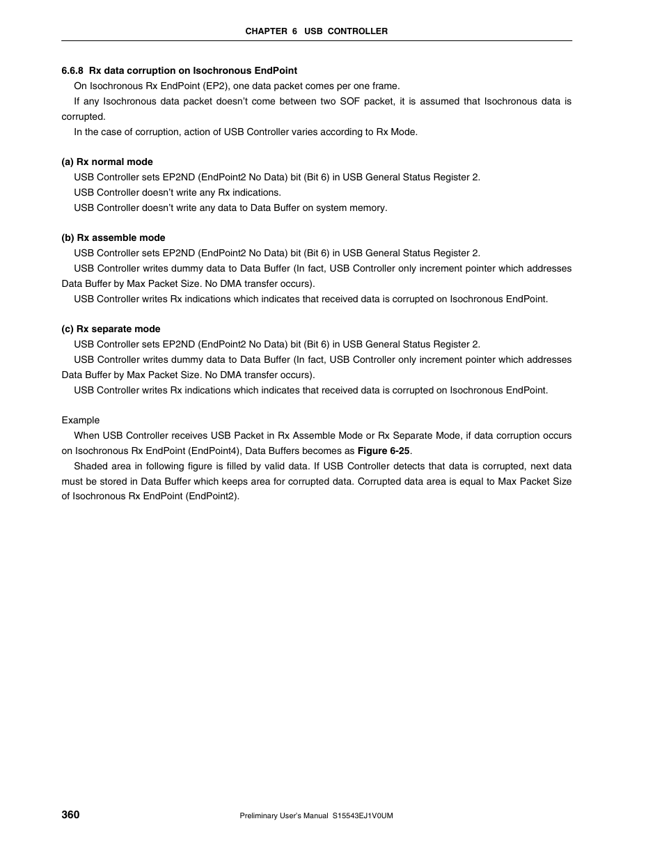 8 rx data corruption on isochronous endpoint | NEC Network Controller uPD98502 User Manual | Page 360 / 595