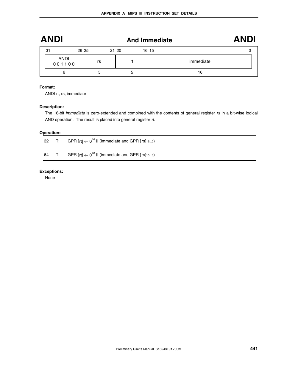 Andi, And immediate | NEC Network Controller uPD98502 User Manual | Page 441 / 595