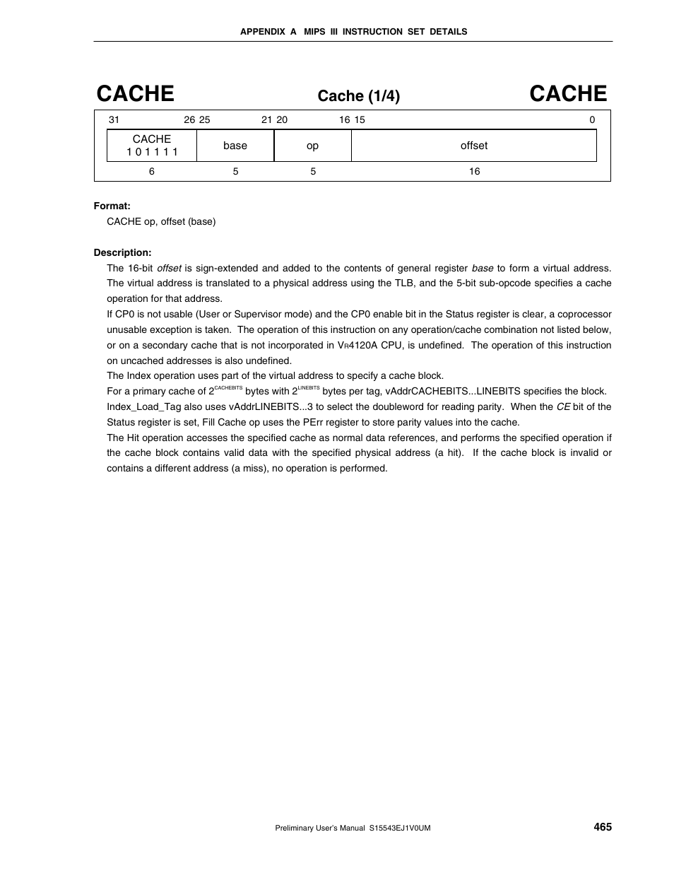 Cache, Cache (1/4) | NEC Network Controller uPD98502 User Manual | Page 465 / 595