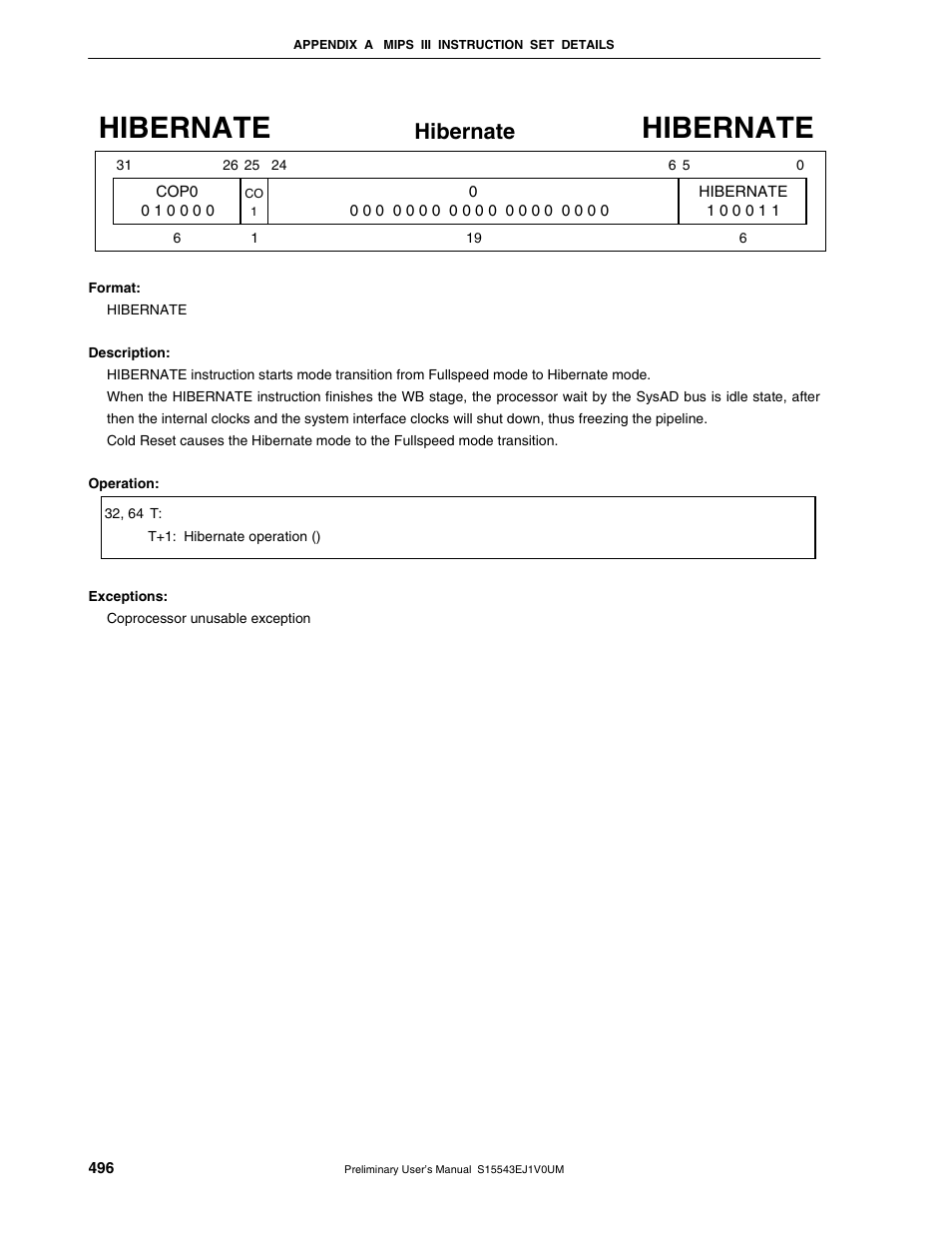 Hibernate | NEC Network Controller uPD98502 User Manual | Page 496 / 595