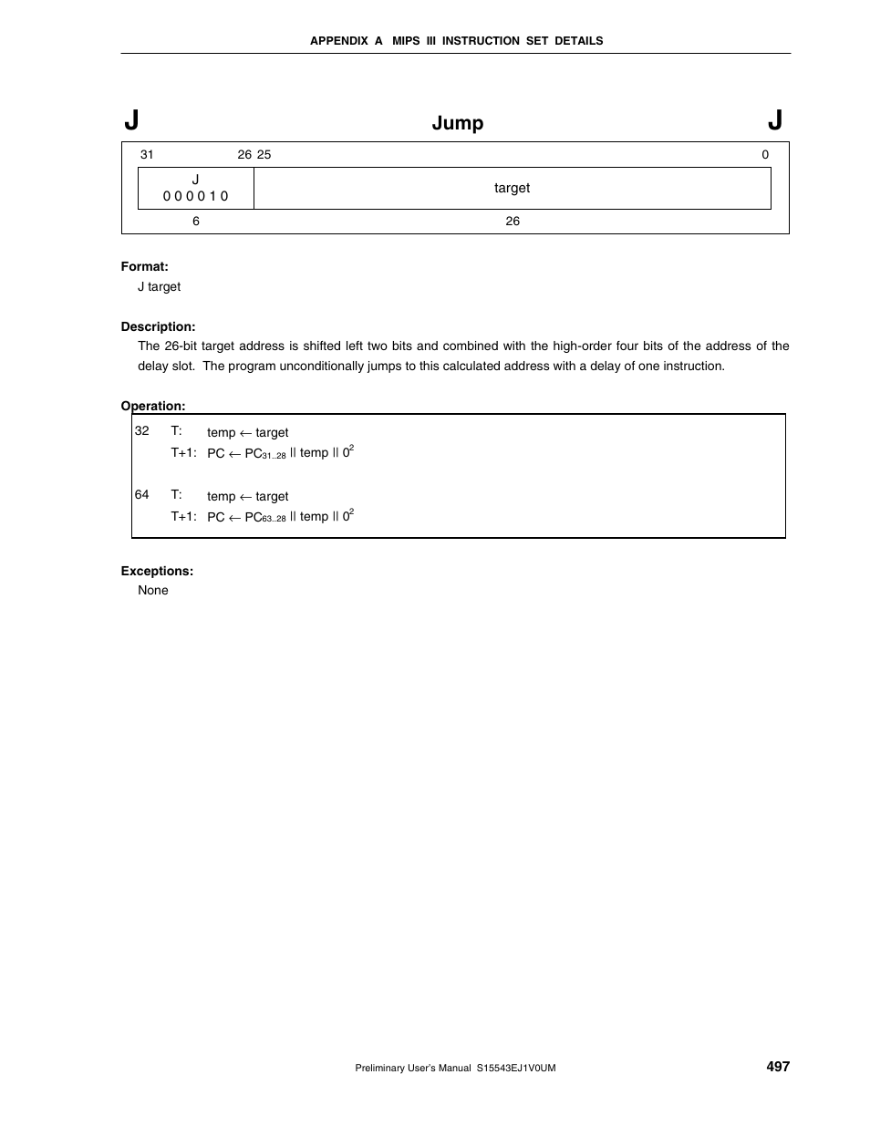 Jump | NEC Network Controller uPD98502 User Manual | Page 497 / 595