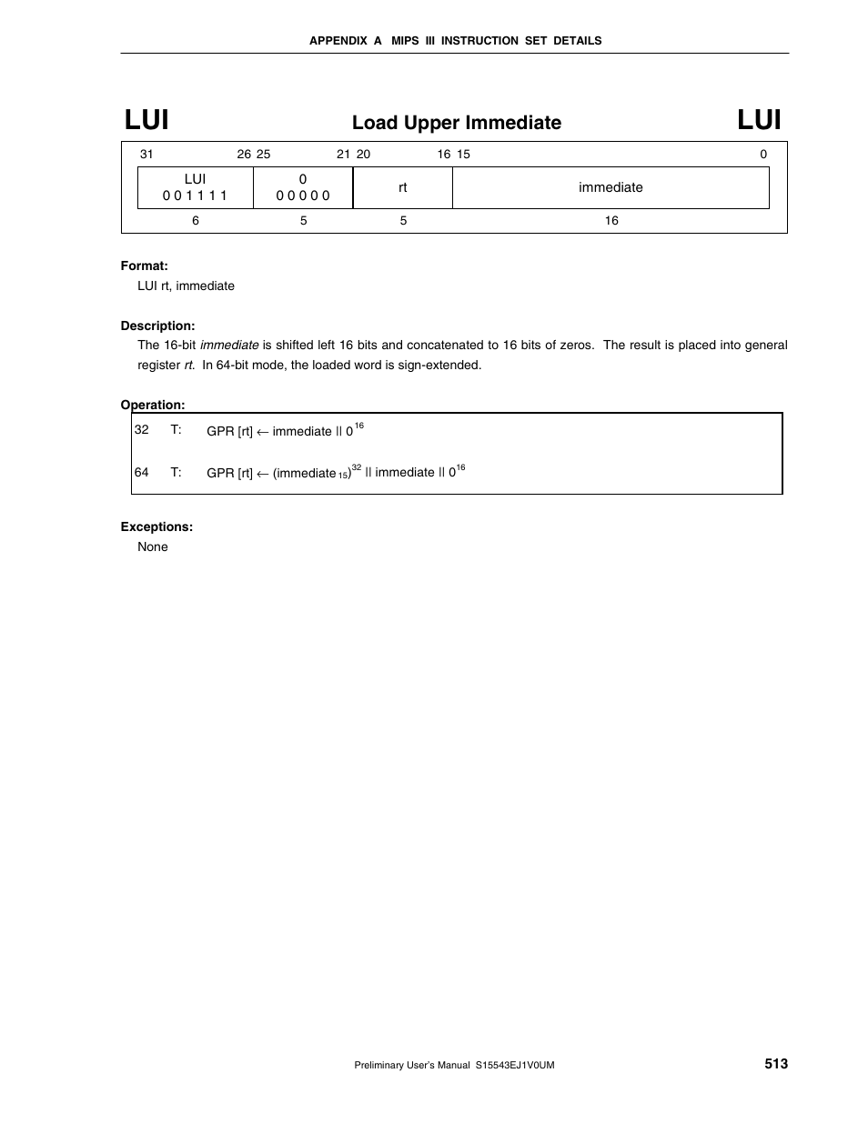 Load upper immediate | NEC Network Controller uPD98502 User Manual | Page 513 / 595