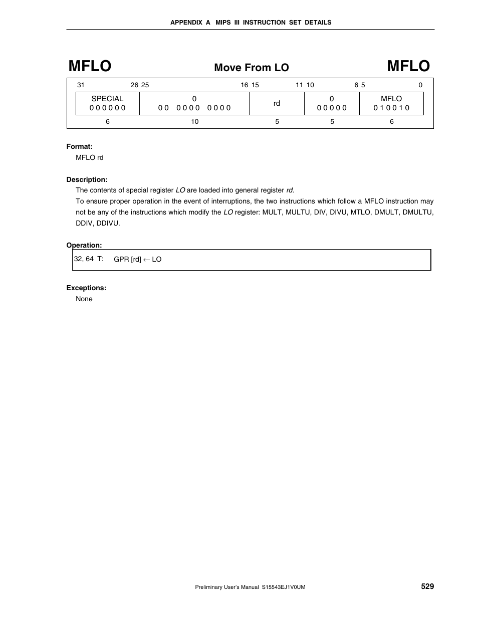 Mflo, Move from lo | NEC Network Controller uPD98502 User Manual | Page 529 / 595