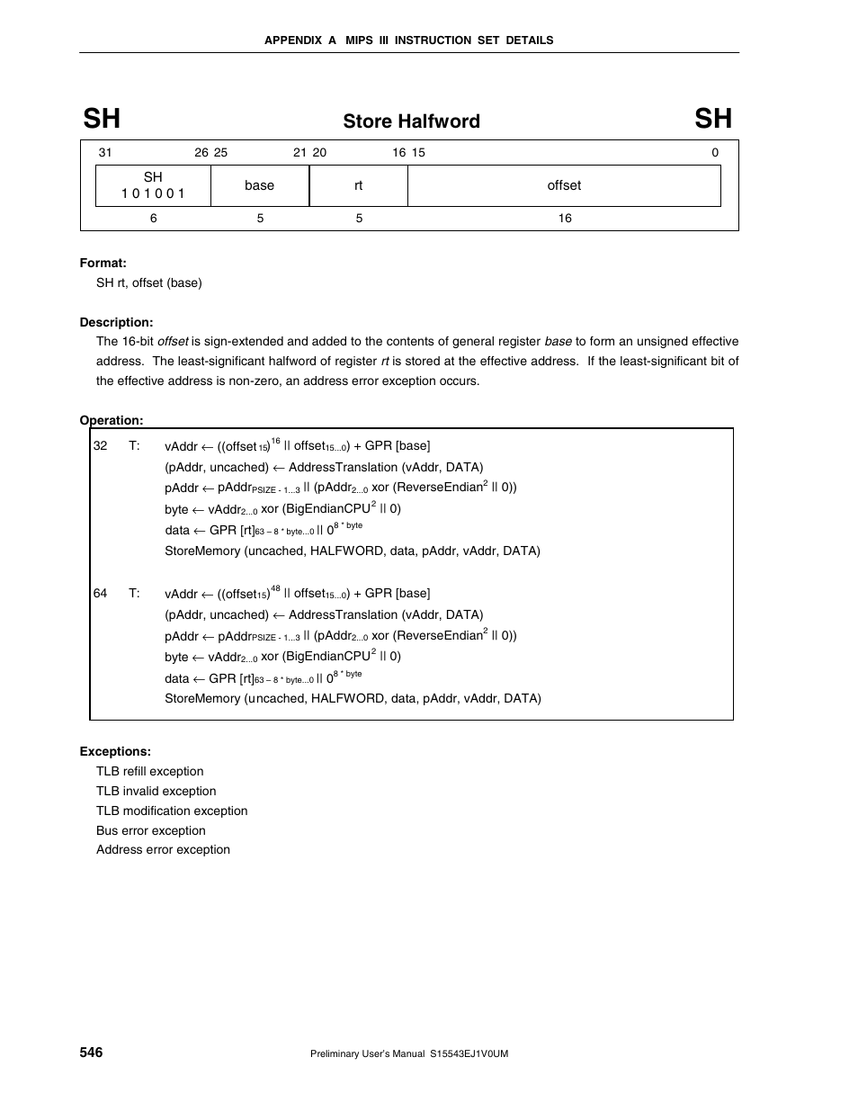 Store halfword | NEC Network Controller uPD98502 User Manual | Page 546 / 595