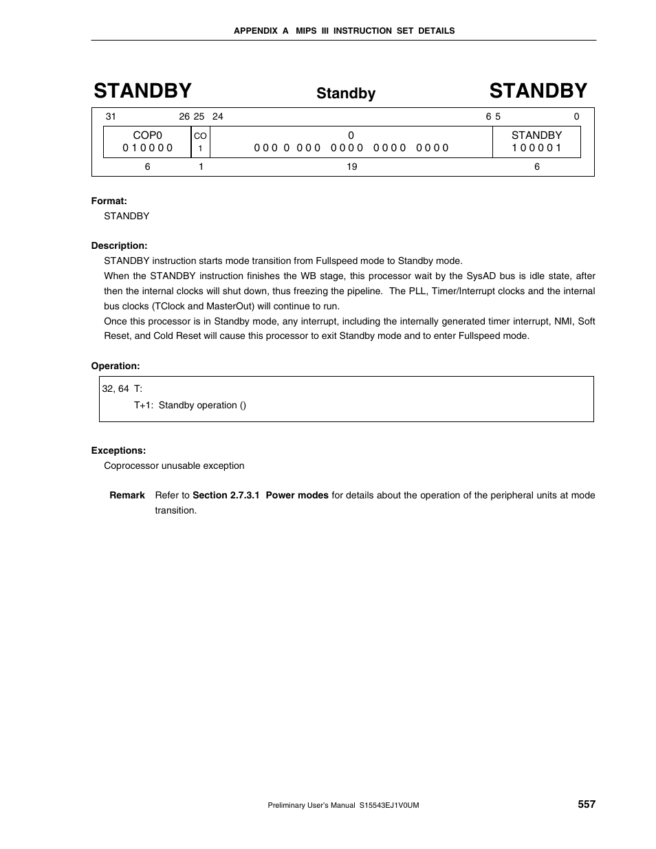 Standby | NEC Network Controller uPD98502 User Manual | Page 557 / 595