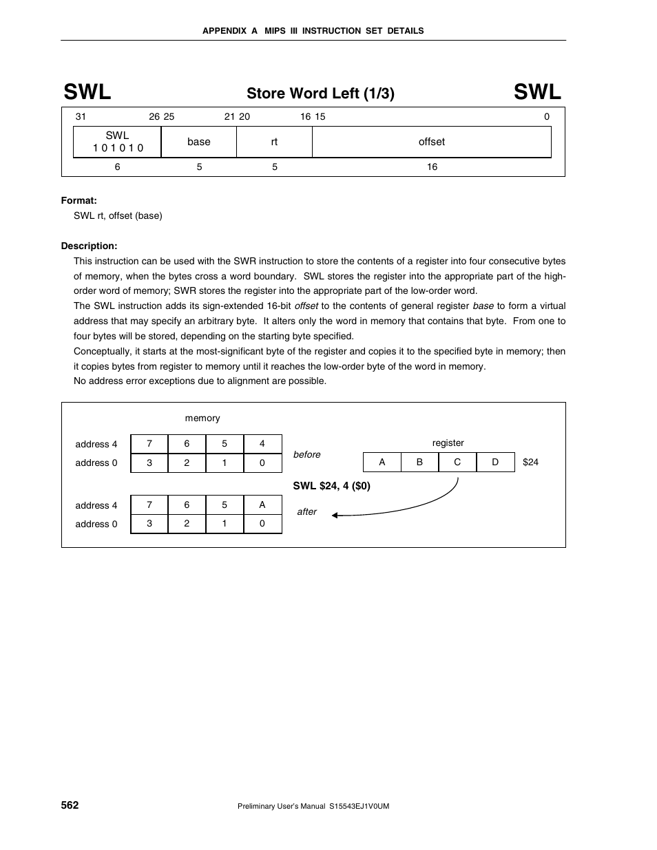 Store word left (1/3) | NEC Network Controller uPD98502 User Manual | Page 562 / 595