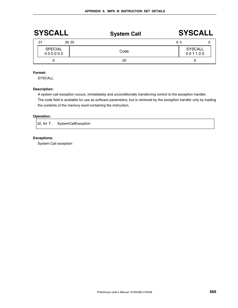 Syscall, System call | NEC Network Controller uPD98502 User Manual | Page 569 / 595
