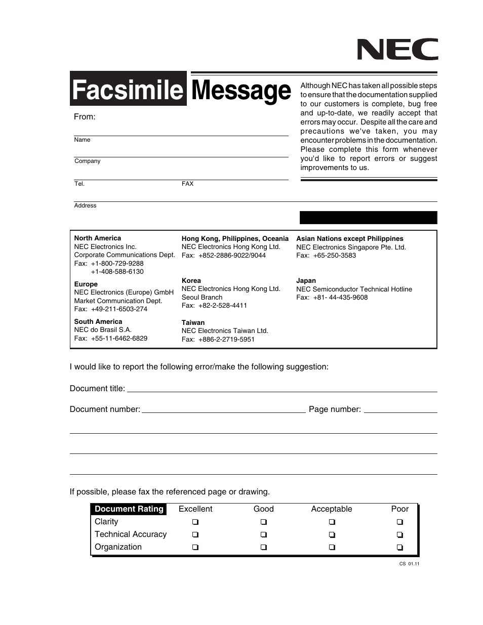 Facsimile, Message | NEC Network Controller uPD98502 User Manual | Page 595 / 595