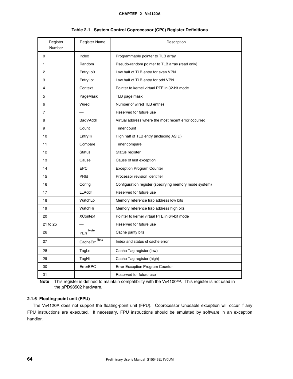 6 floating-point unit (fpu) | NEC Network Controller uPD98502 User Manual | Page 64 / 595