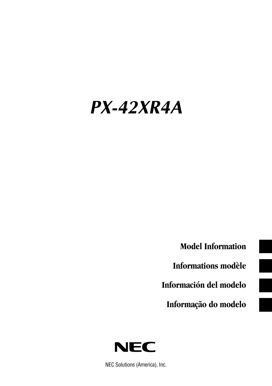 NEC PX-42XR4A User Manual | 20 pages