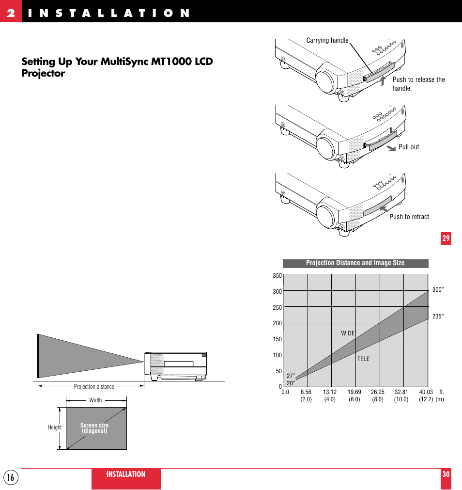 Setting up your multisync mt1000 lcd projector | NEC MT1000 User Manual | Page 16 / 44