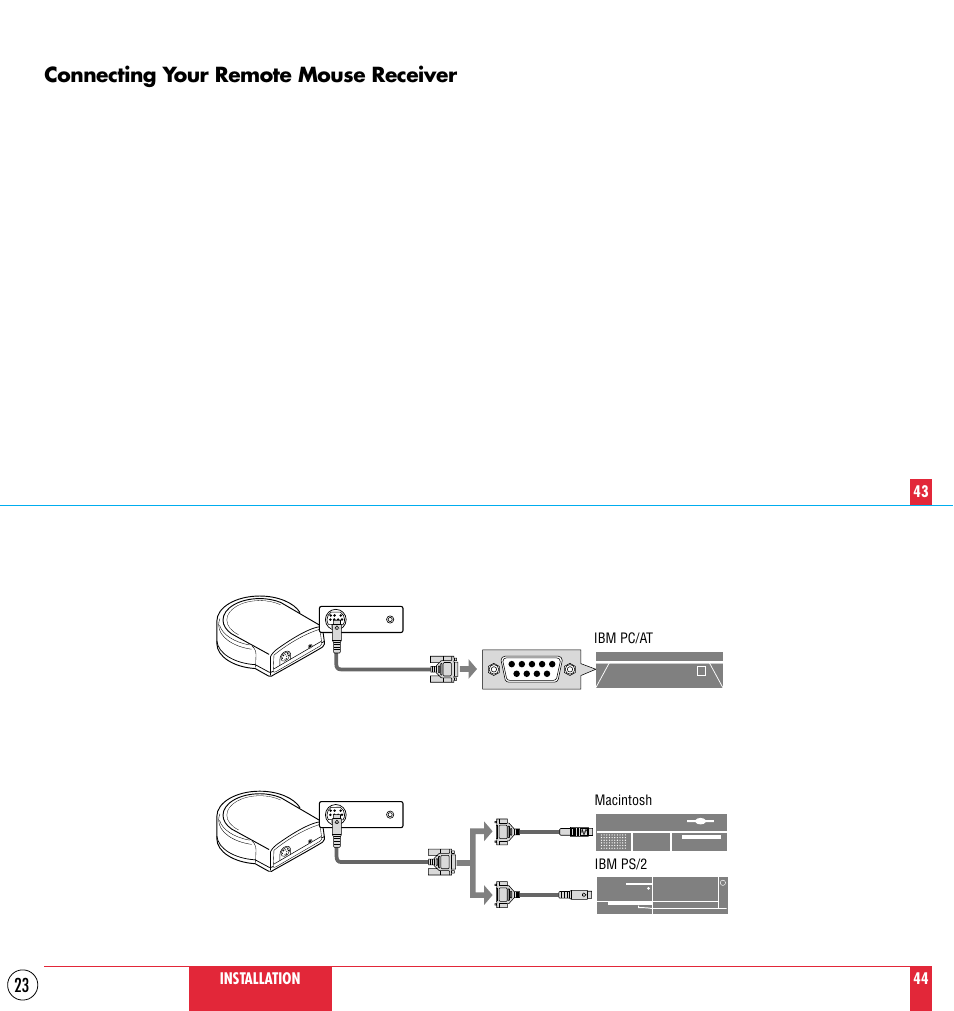 Connecting your remote mouse receiver | NEC MT1000 User Manual | Page 23 / 44
