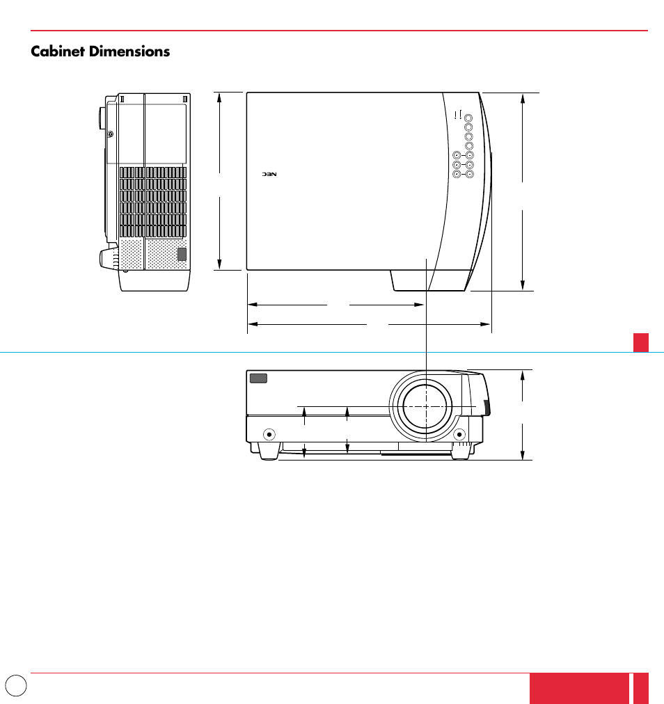 Cabinet dimensions, Specifications 75 76, Unit : inch (mm) | NEC MT1000 User Manual | Page 39 / 44