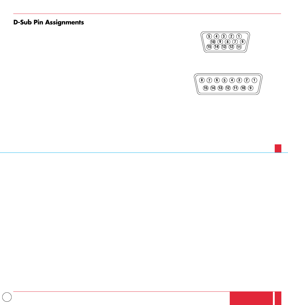 D-sub pin assignments | NEC MT1000 User Manual | Page 40 / 44