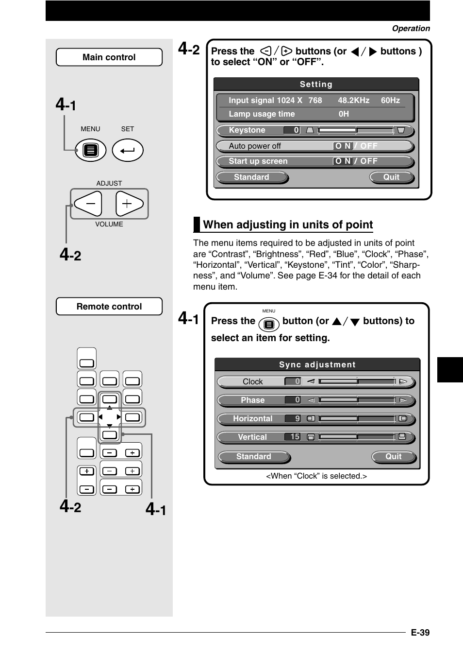 When adjusting in units of point | NEC DT100 User Manual | Page 44 / 55