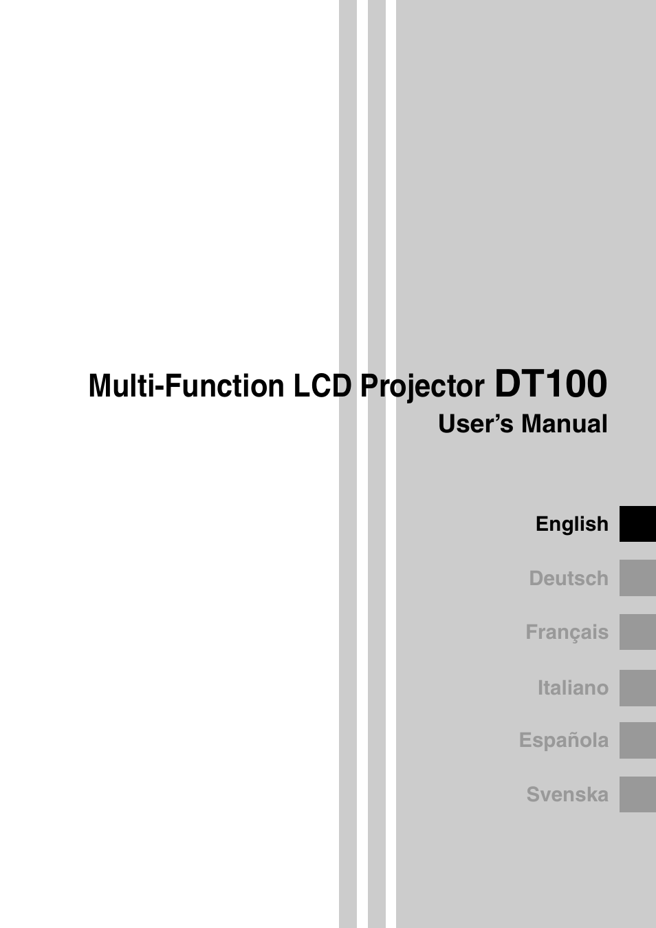 Dt100, Multi-function lcd projector | NEC DT100 User Manual | Page 6 / 55