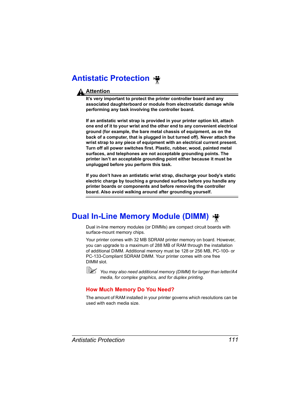 Antistatic protection, Dual in-line memory module (dimm), Antistatic protection 111 | Dual in-line memory module (dimm) 111 | NEC 2300 DL User Manual | Page 119 / 172