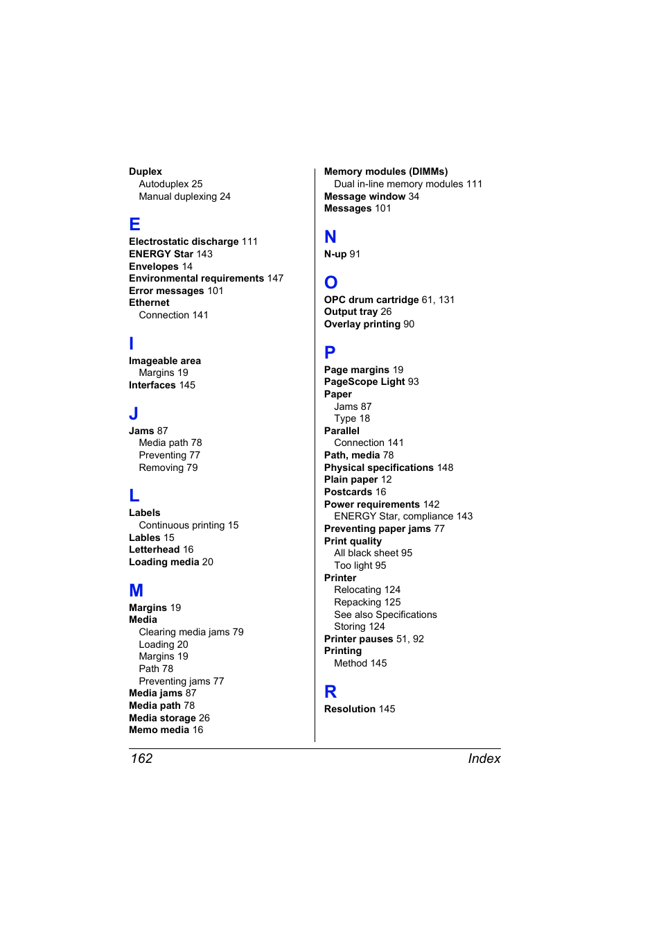 E to r | NEC 2300 DL User Manual | Page 170 / 172