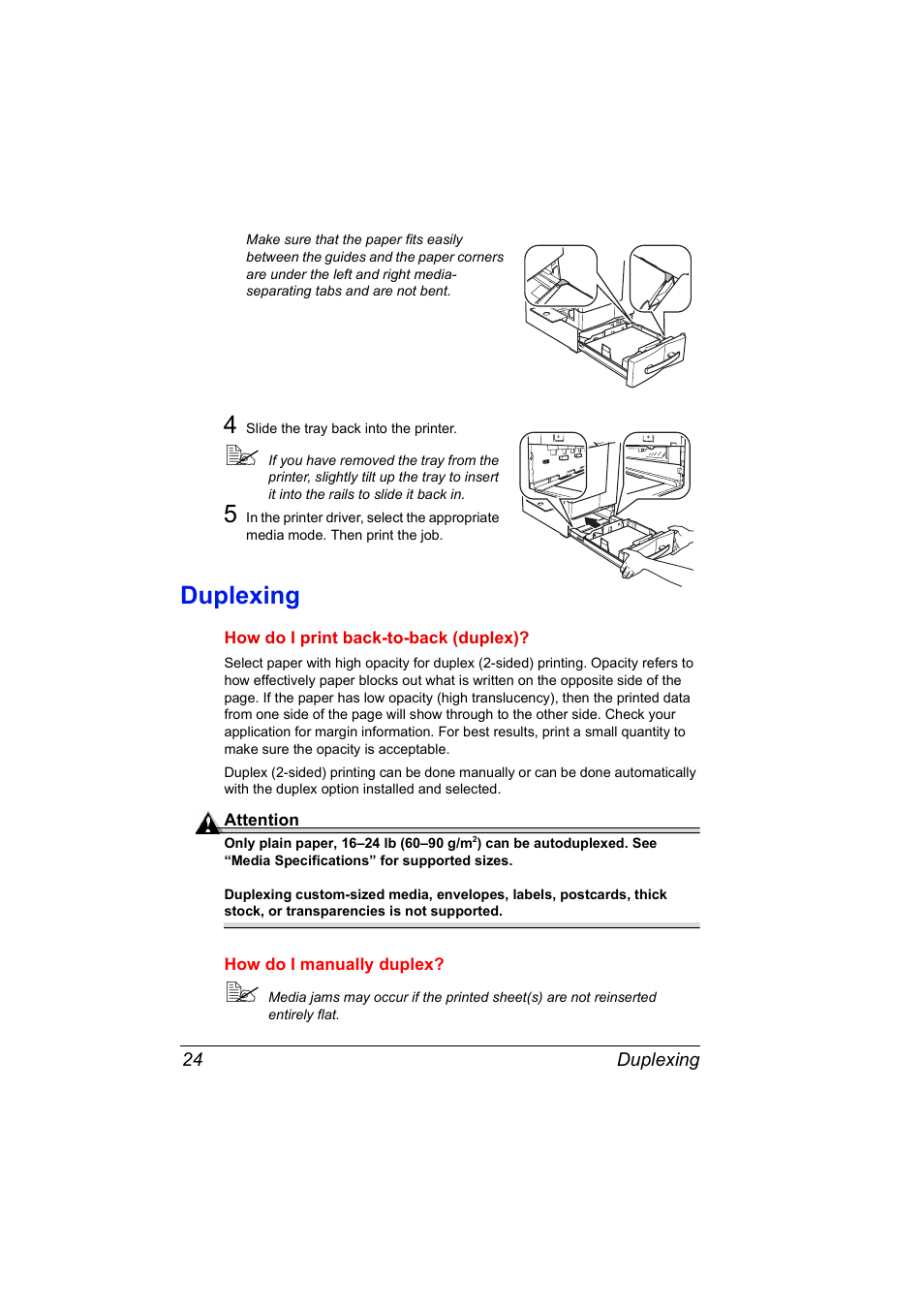 Duplexing, Duplexing 24 | NEC 2300 DL User Manual | Page 32 / 172