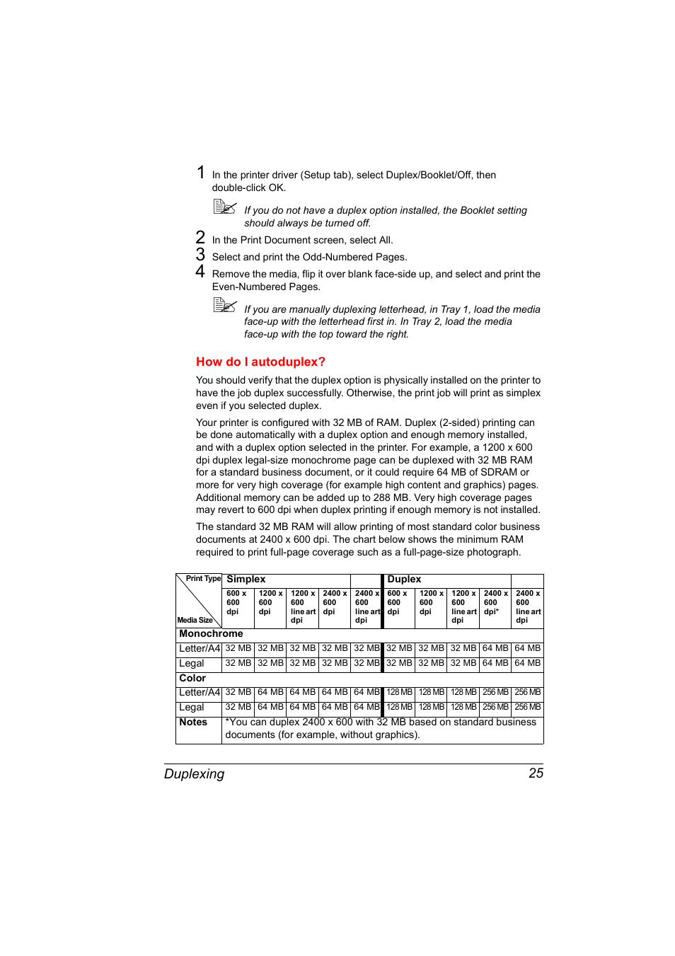 Duplexing 25 | NEC 2300 DL User Manual | Page 33 / 172