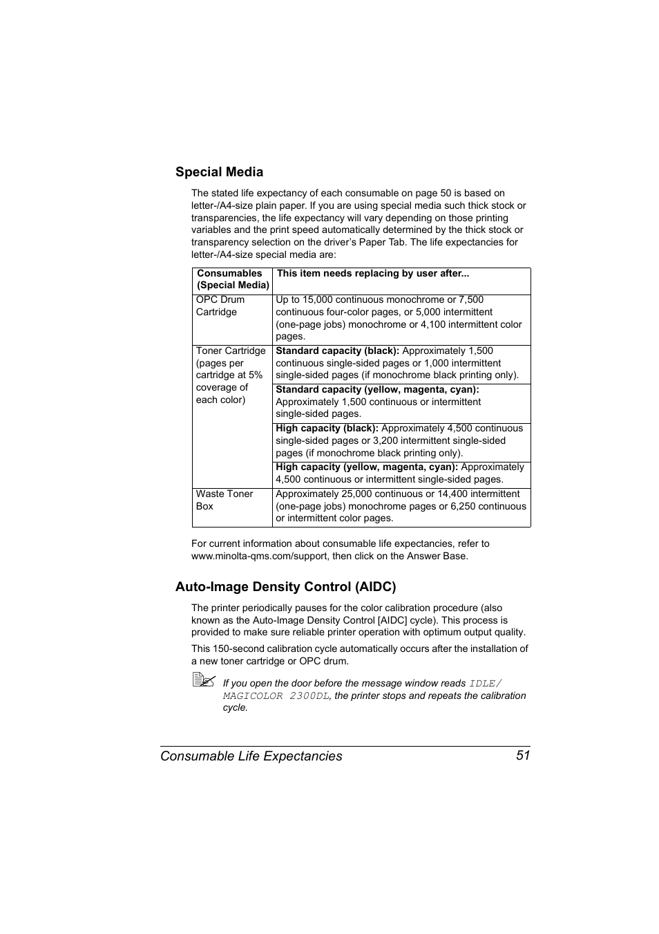 Special media, Auto-image density control (aidc) | NEC 2300 DL User Manual | Page 59 / 172