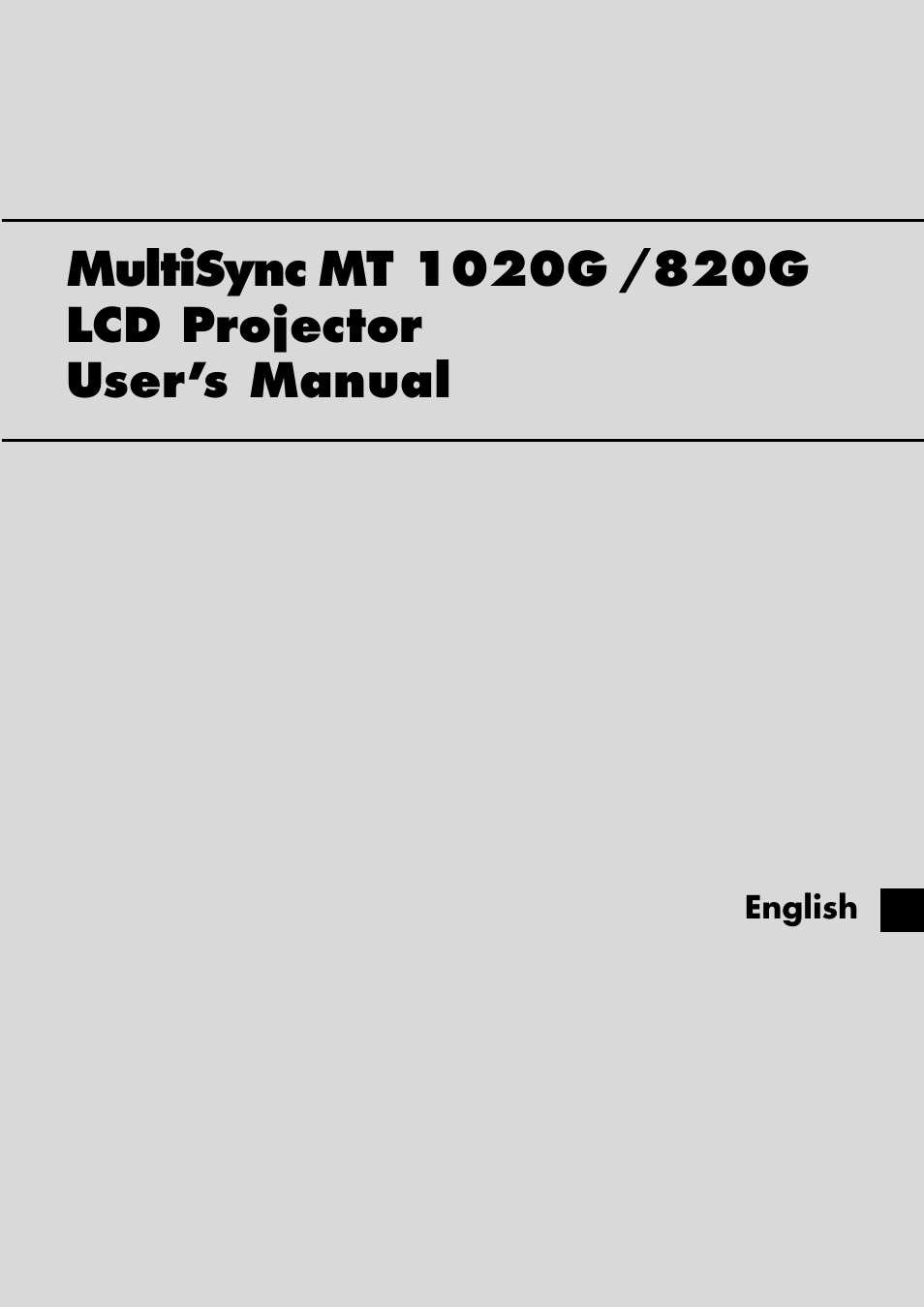 NEC MT 1020G /820G User Manual | 38 pages