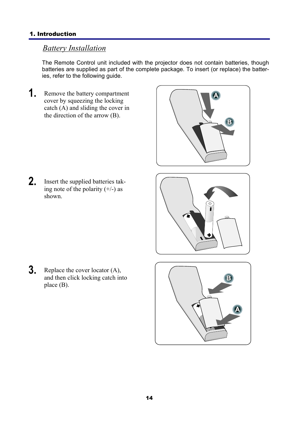 Battery installation | NEC NP4001/NP4000 User Manual | Page 26 / 151