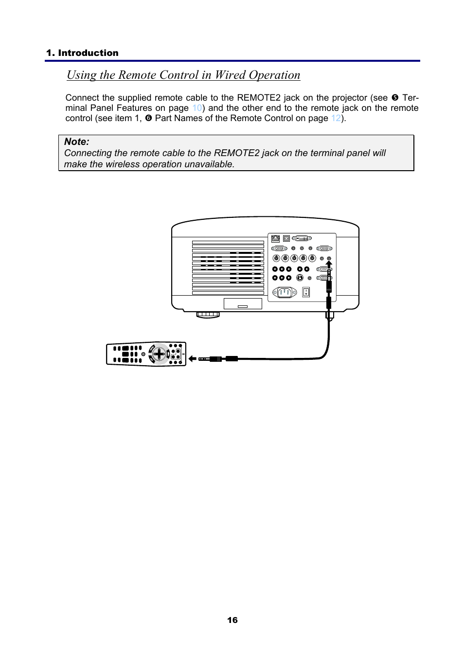Using the remote control in wired operation | NEC NP4001/NP4000 User Manual | Page 28 / 151