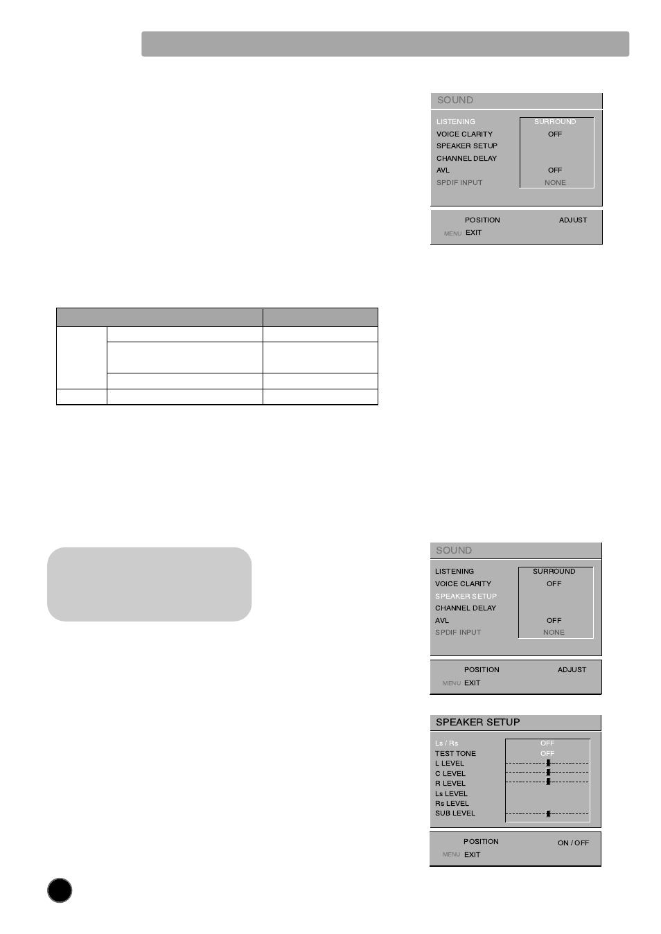 Sound menu | NEC PF32WT100 User Manual | Page 13 / 23