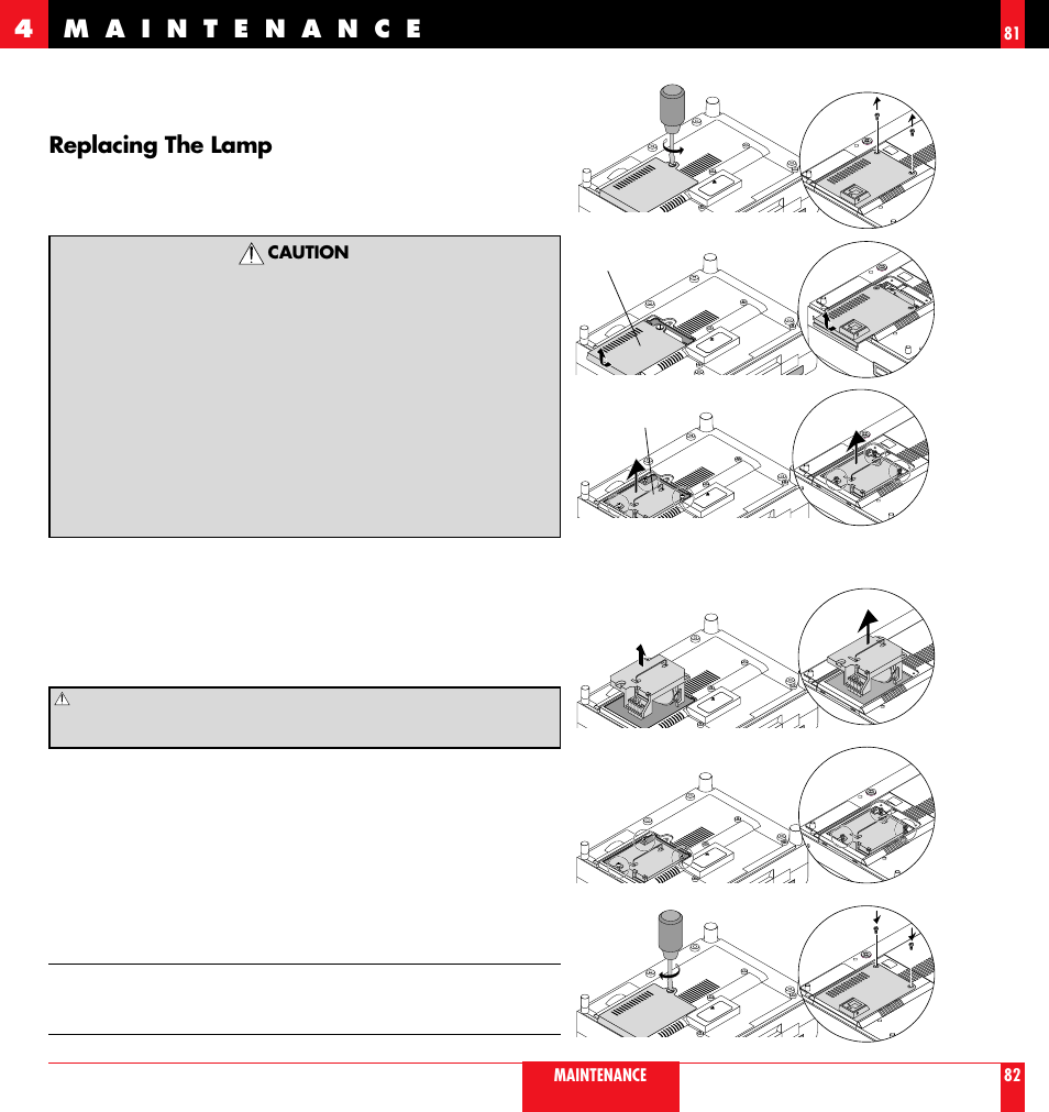 Replacing the lamp | NEC LT81 User Manual | Page 42 / 55