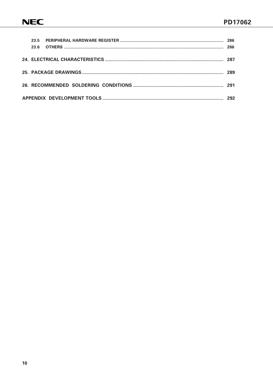 NEC PD17062 User Manual | Page 10 / 296