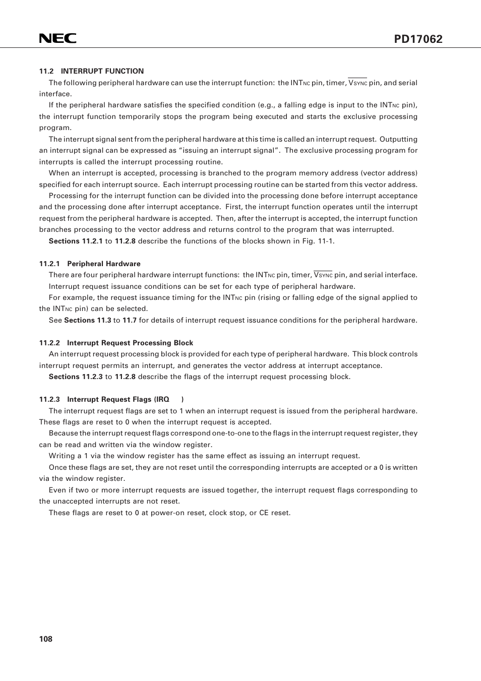 2 interrupt function | NEC PD17062 User Manual | Page 108 / 296