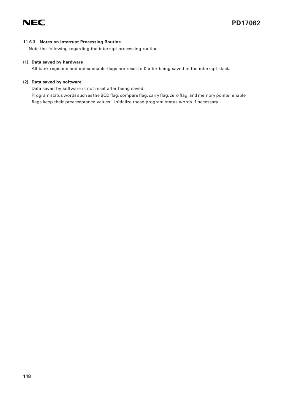 NEC PD17062 User Manual | Page 118 / 296