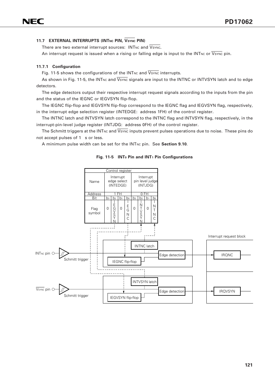 7 external interrupts (intnc pin, v sync# pin) | NEC PD17062 User Manual | Page 121 / 296