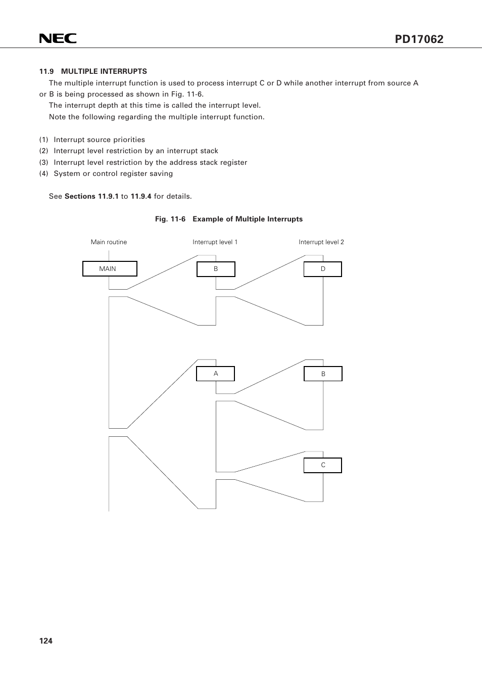 9 multiple interrupts | NEC PD17062 User Manual | Page 124 / 296