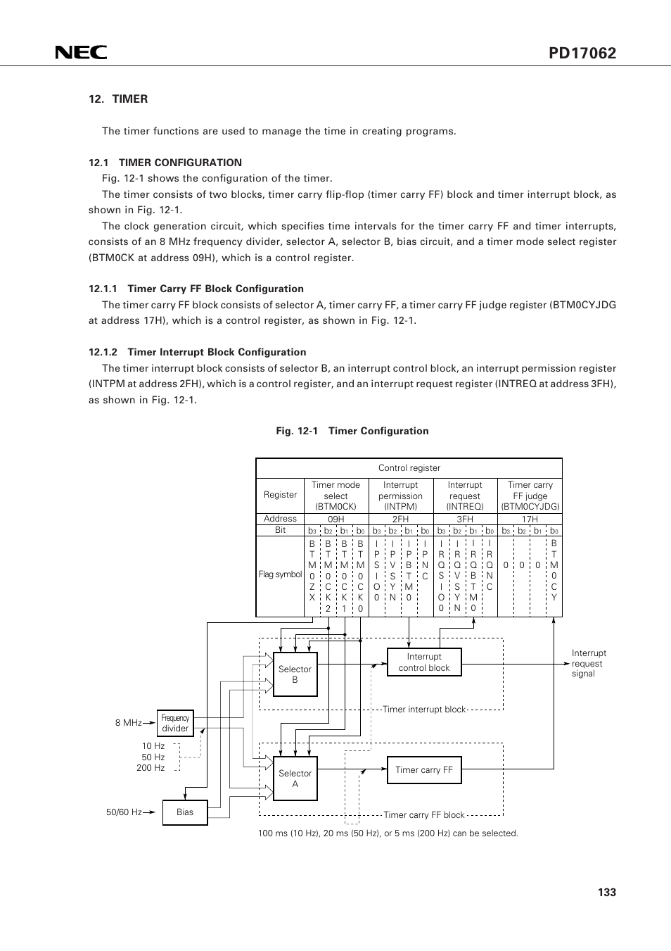 Timer, 1 timer configuration | NEC PD17062 User Manual | Page 133 / 296