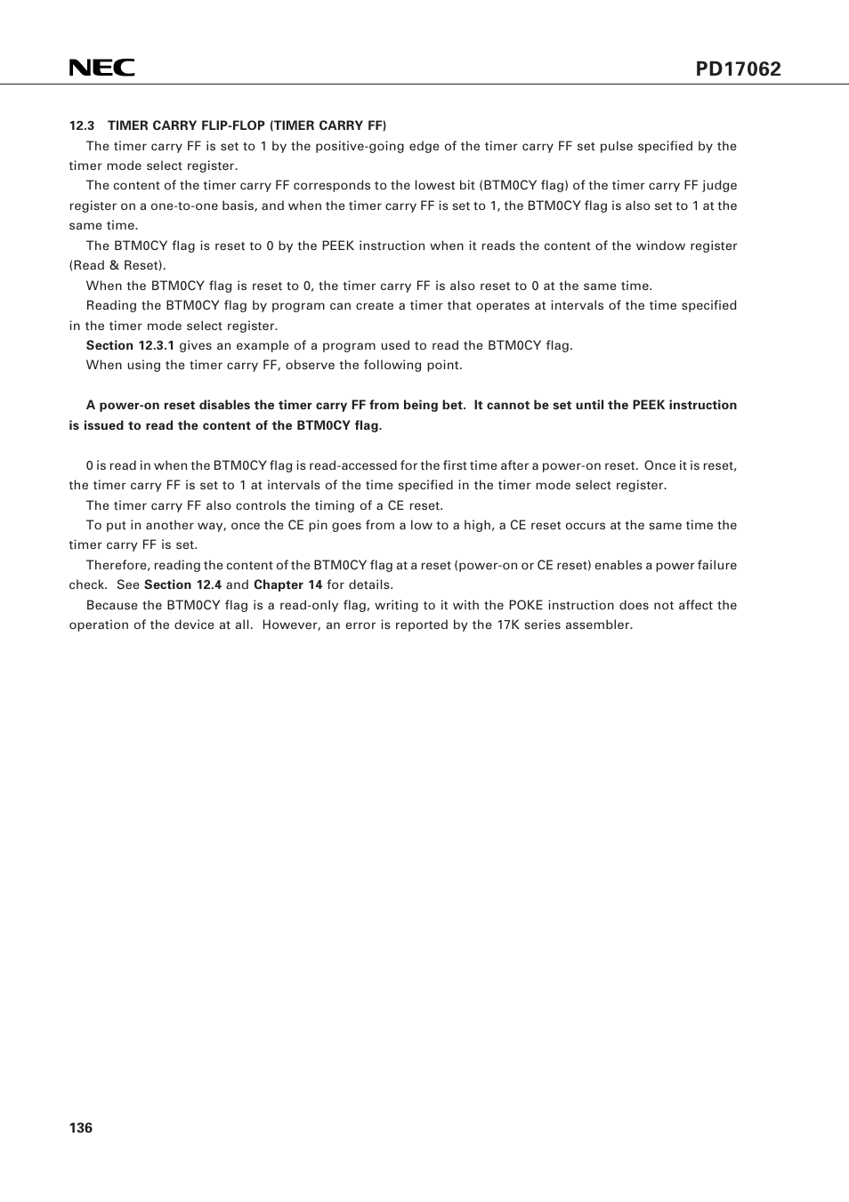 3 timer carry flip-flop (timer carry ff) | NEC PD17062 User Manual | Page 136 / 296