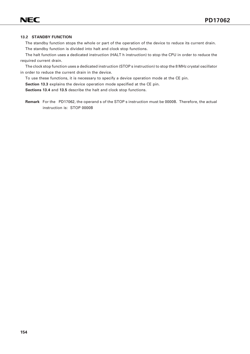 2 standby function | NEC PD17062 User Manual | Page 154 / 296
