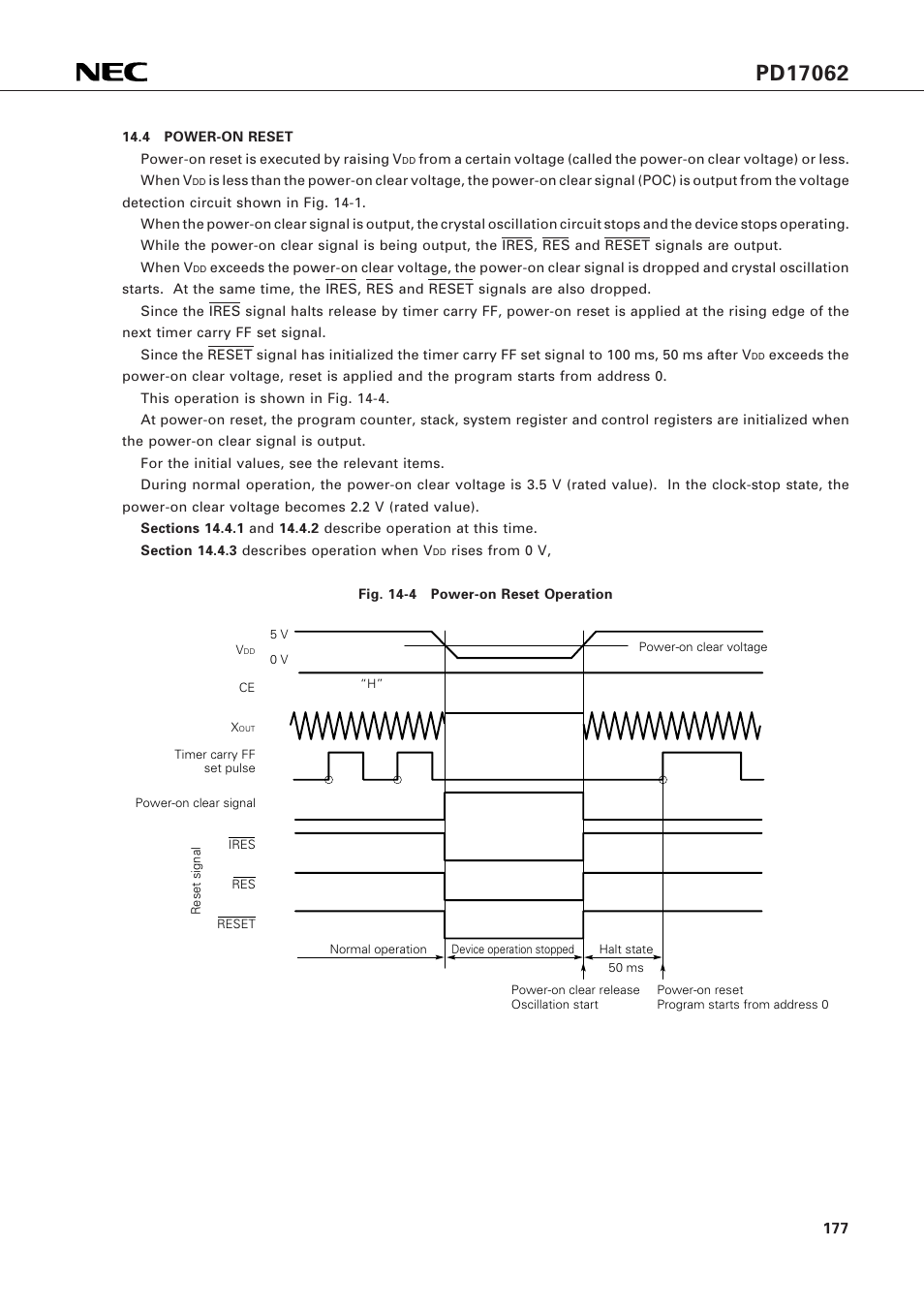 4 power-on reset | NEC PD17062 User Manual | Page 177 / 296