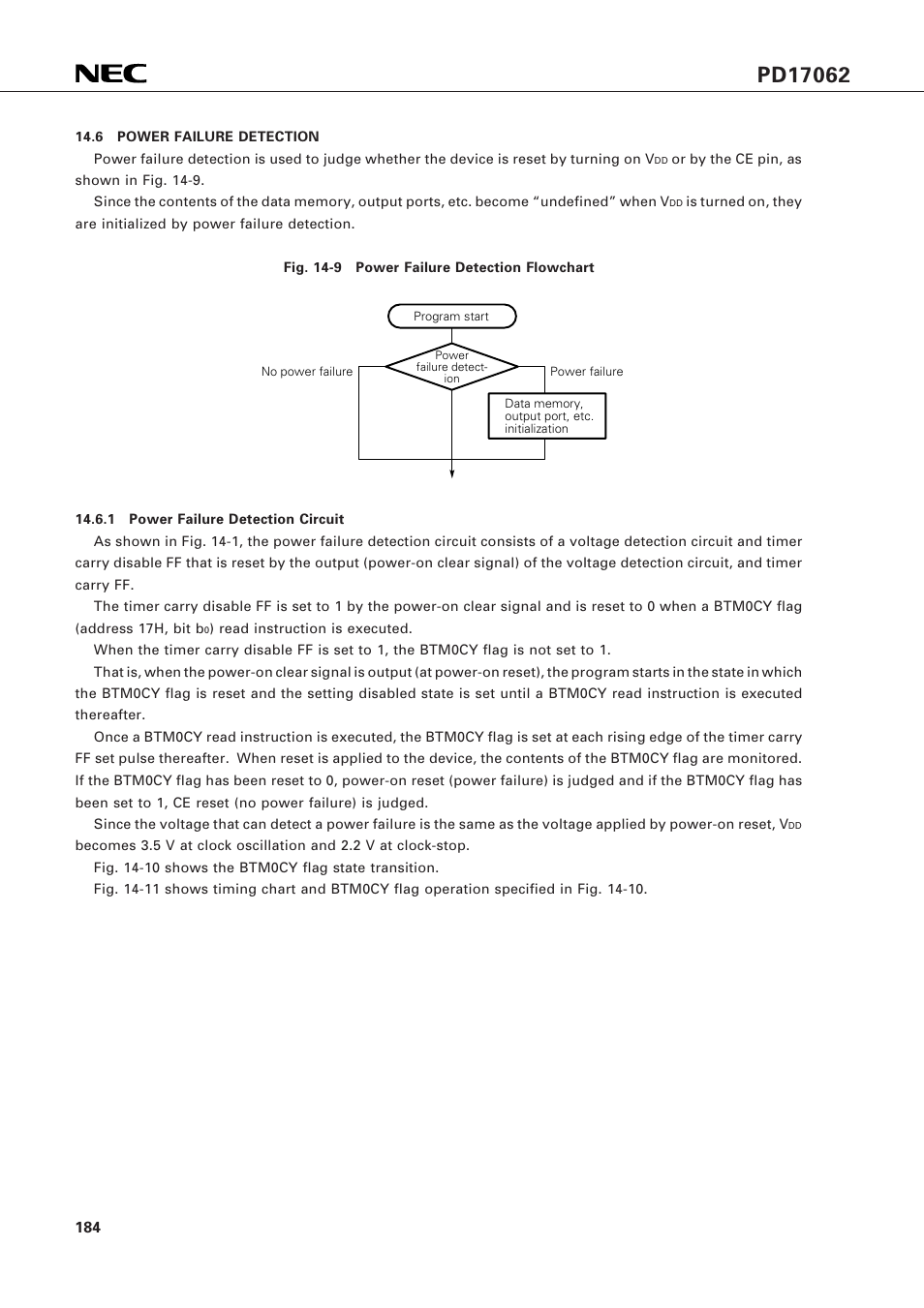 6 power failure detection | NEC PD17062 User Manual | Page 184 / 296