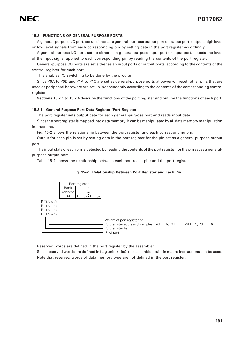 2 functions of general-purpose ports | NEC PD17062 User Manual | Page 191 / 296