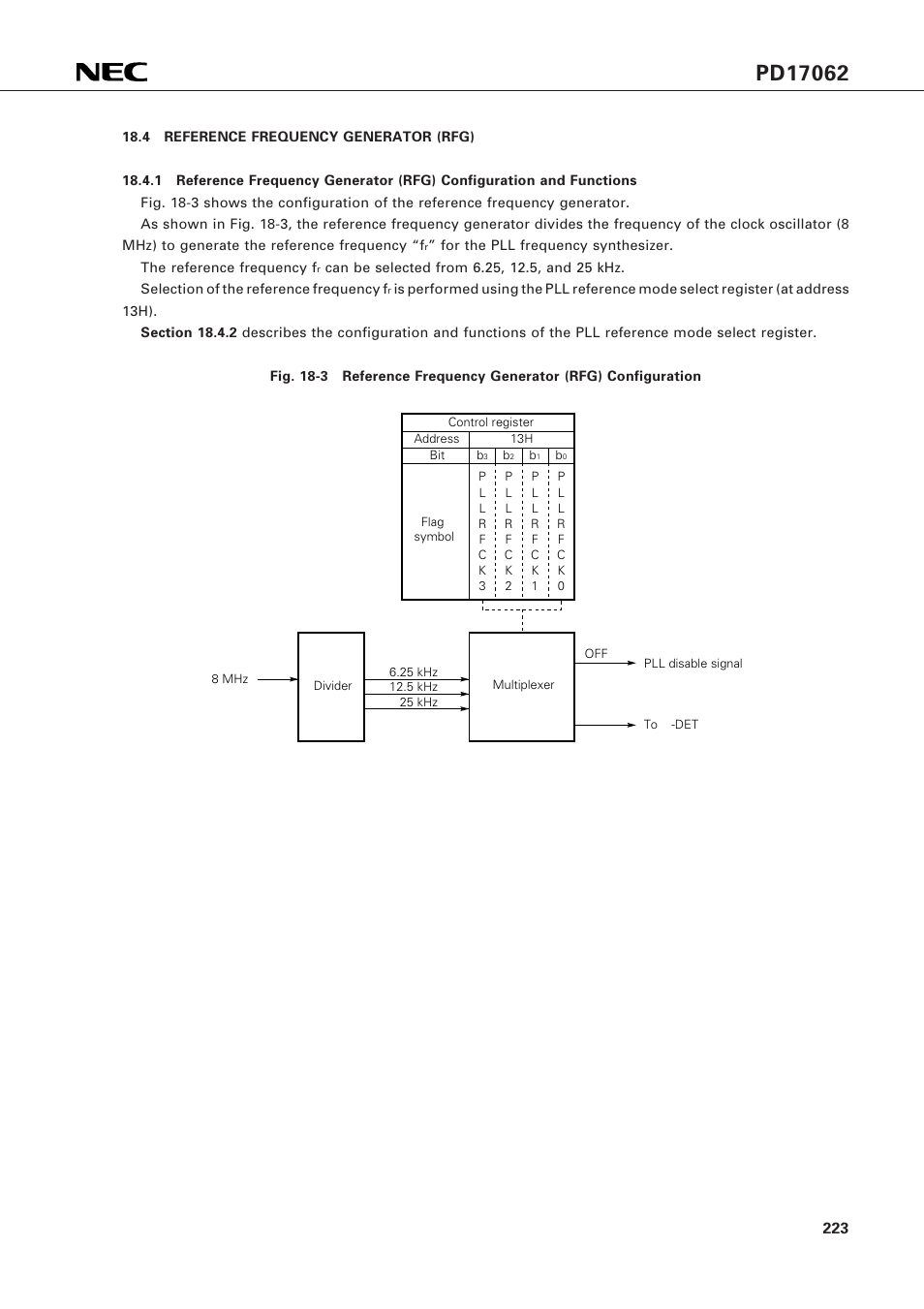 4 reference frequency generator (rfg) | NEC PD17062 User Manual | Page 223 / 296
