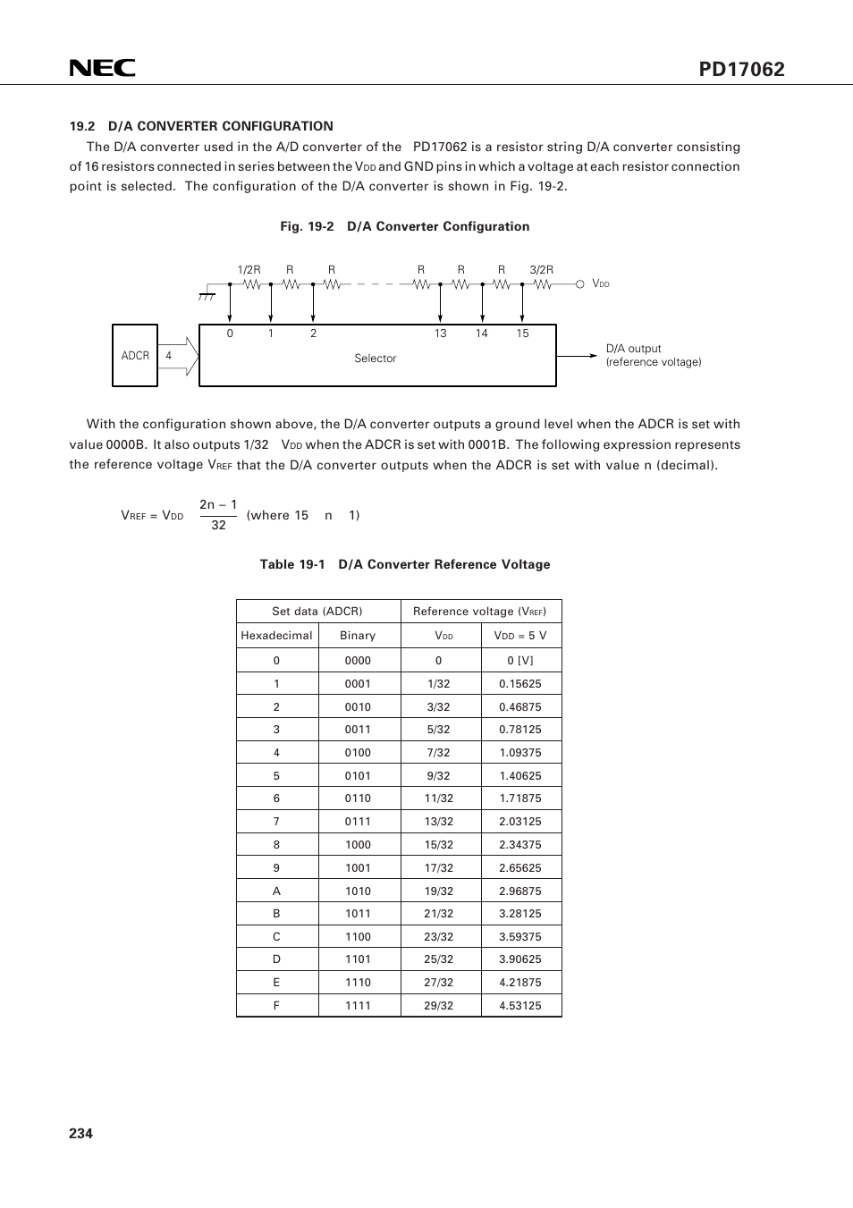 2 d/a converter configuration | NEC PD17062 User Manual | Page 234 / 296