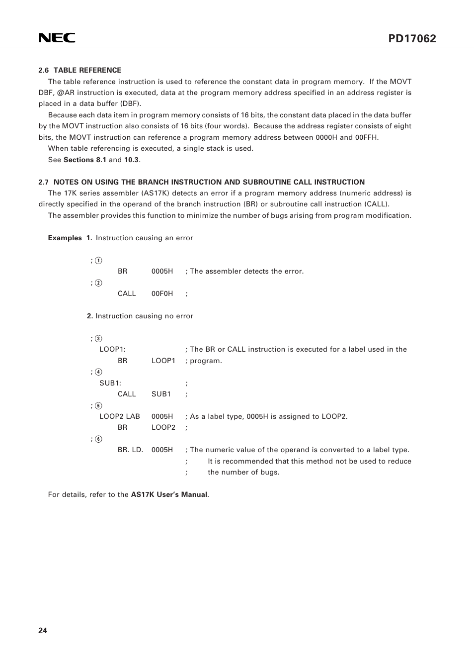6 table reference | NEC PD17062 User Manual | Page 24 / 296
