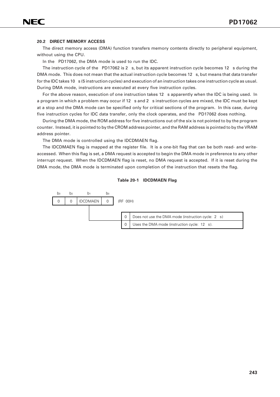 2 direct memory access | NEC PD17062 User Manual | Page 243 / 296